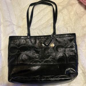 Coach Shimmering Black Signature Tote
